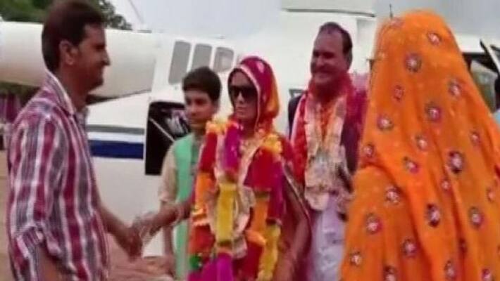 On Retirement Day, Teacher Books Chopper To Fly Wife Home in rajasthan On Retirement Day, Teacher Books Chopper To Fly Wife Home in rajasthan