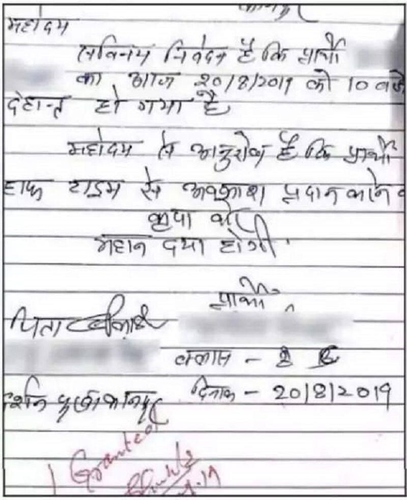 Class 8 Kanpur student cites own death on leave application