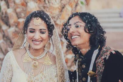 Indian Pakistani lesbian couple marry One dresses as bride other as groom