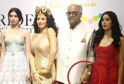 After seeing Sridevi's wax statue, Boney Kapoor chokes; Janhvi holds hand