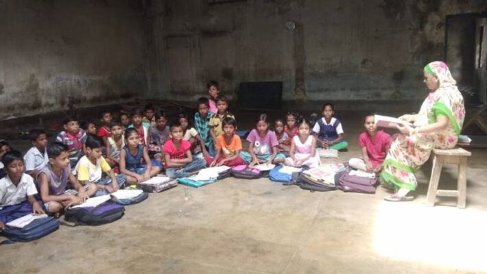 Students are being taught in a abandoned health Center as they do not have a permanent school Students are being taught in a abandoned health Center as they do not have a permanent school