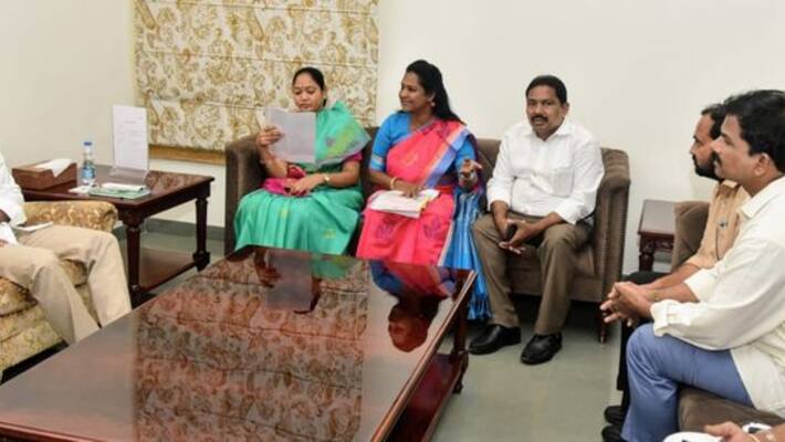 ysrcp mla undavalli sridevi met cm ys jagan , Complaint against TDP leaders ysrcp mla undavalli sridevi met cm ys jagan , Complaint against TDP leaders