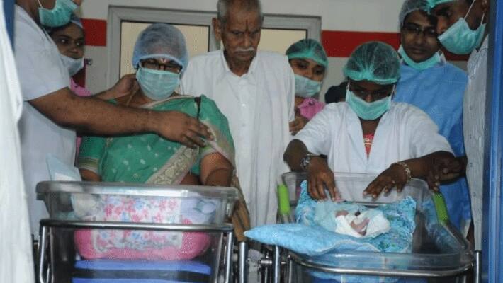 Andhra old woman sets world record... birth to twins