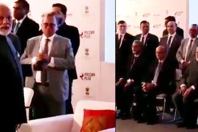 PM Modi refuses to sit on sofa, opts for regular chair during photo session