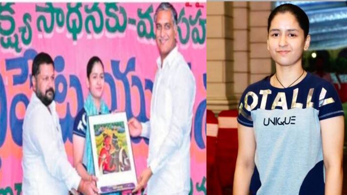 international table tennies player naina jaiswal participated yuva sammelanam, she praises mla harish rao international table tennies player naina jaiswal participated yuva sammelanam, she praises mla harish rao