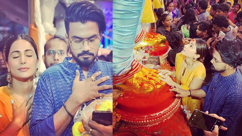 हिना खान और उनके ब्वॉयफ्रेंड रॉकी जायसवाल ने सोशल मीडिया पर लाल बाग के राजा की तस्वीरें शेयर की हैं। फोटोज में हिना और रॉकी भगवान गणेश की विशाल मूर्ति के सामने प्रार्थना करते नजर आ रहे हैं।