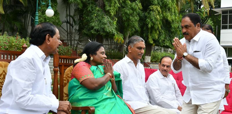 kcr expands cabinet inducts ktr, harish rao