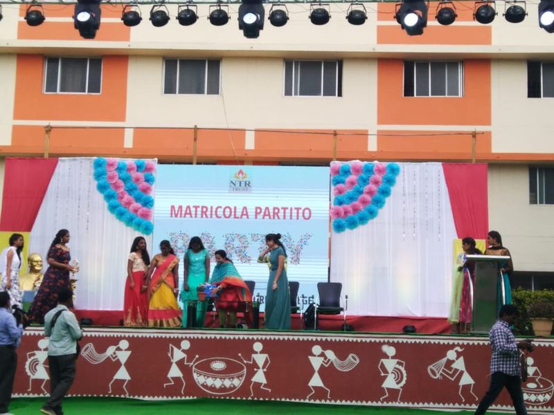 ex cm chandra babu wife attends ntr college freshers day celebrations at hyderabad