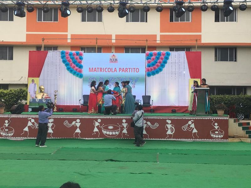ex cm chandra babu wife attends ntr college freshers day celebrations at hyderabad