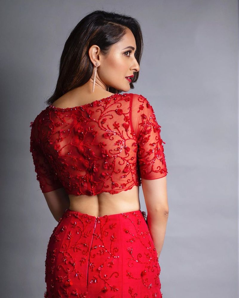Pragya Jaiswal beautiful poses in red dress