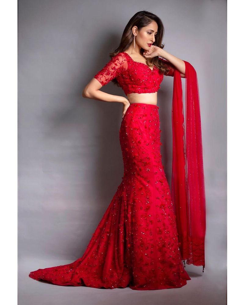 Pragya Jaiswal beautiful poses in red dress