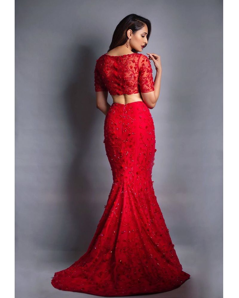 Pragya Jaiswal beautiful poses in red dress