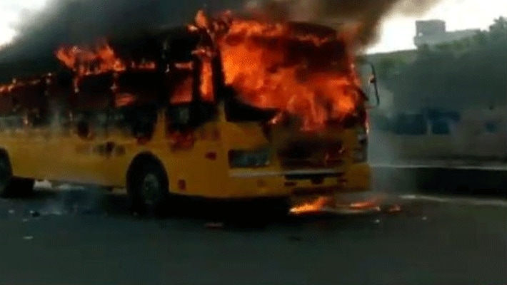 chennai private college bus fire... students safe