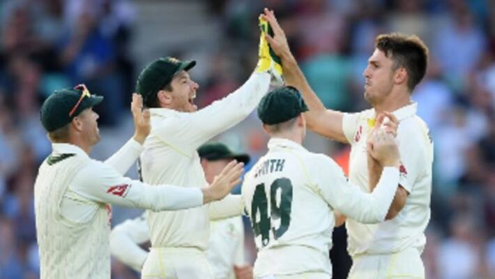 Australian Cricketer Mitchell Marsh stars on day one of the fifth Ashes Test at the Oval Australian Cricketer Mitchell Marsh stars on day one of the fifth Ashes Test at the Oval