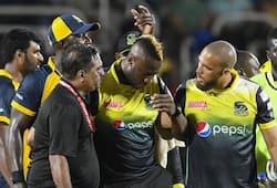 CPL 2019 Andre Russell suffers blow helmet stretchered off ground