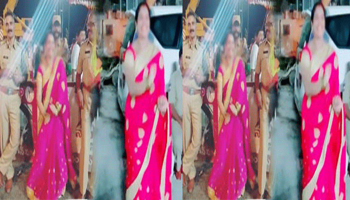 woman dances in front of rachakonda police over ganesh immersion woman dances in front of rachakonda police over ganesh immersion