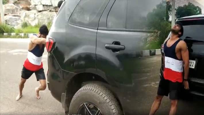sudheer babu heavy car workout video viral sudheer babu heavy car workout video viral