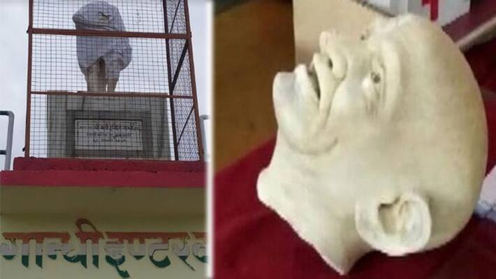 anarchist cut head of mahatma gandhi statue in orai anarchist cut head of mahatma gandhi statue in orai