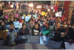 Heavy protests in BHU, students protesting on street for dismissal of professor accused of sexual exploitation