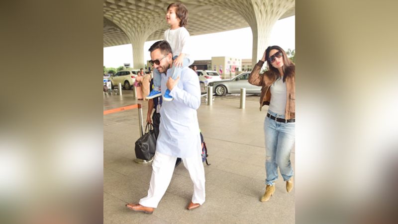 हाल ही में, तैमूर मम्मी करीना कपूर और पापा सैफ के साथ ऐयरपोर्ट पर स्पॉट किए गए। दरअसल, वे उनके साथ एक बार फिर से हॉलिडे के लिए रवाना हुए हैं। इस दौरान छोटे नवाब सैफ के कंधों पर बैठे नजर आए।