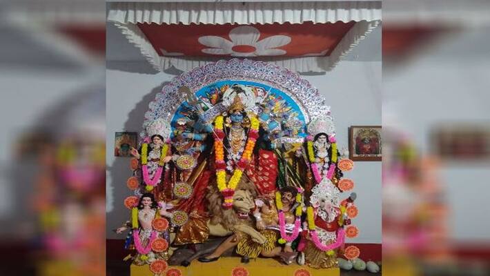 Krishnagar nil durga is still famous for their blue idol Krishnagar nil durga is still famous for their blue idol