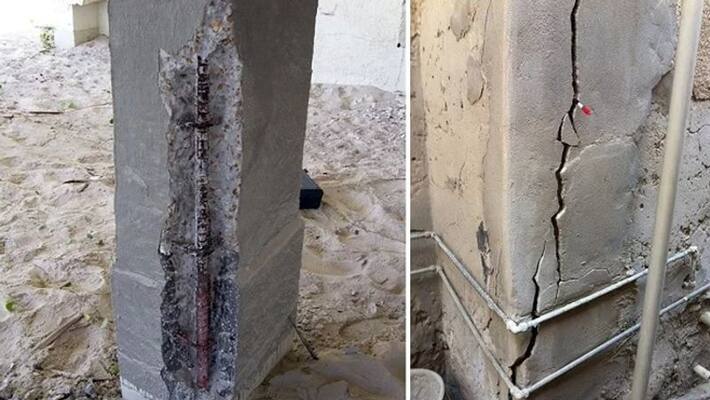 cracks found in apartment pillars in kakinada cracks found in apartment pillars in kakinada