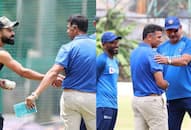 Rahul Dravid spotted in candid conversation with Ravi Shastri at Chinnaswamy Stadium