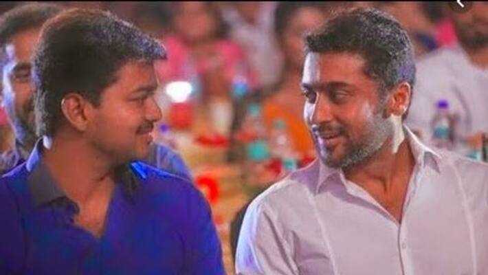 Actor Vijay meet suriya at Etharkkum Thunindavan shooting spot Actor Vijay meet suriya at Etharkkum Thunindavan shooting spot