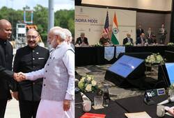PM Modi reached america and start meeting with energy company officers and indo american people