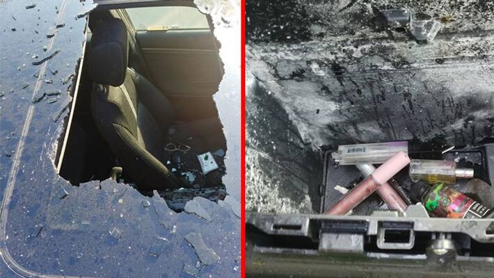 Dry shampoo bottle exploded in car shocks people Dry shampoo bottle exploded in car shocks people