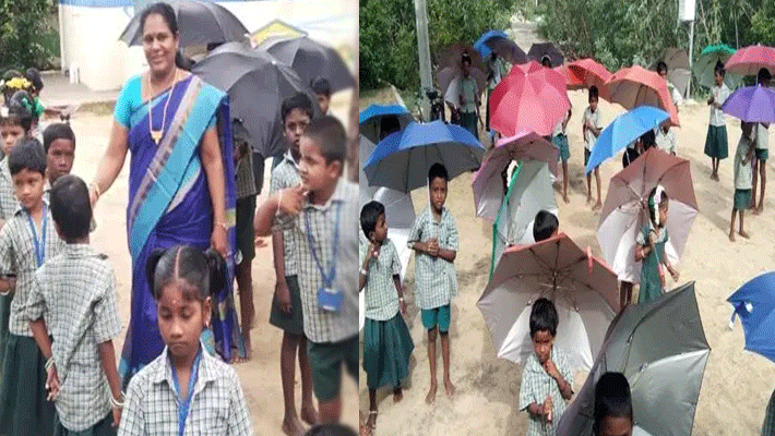 teacher distributed 1000 umbrellas among students cost 1 lakh rs teacher distributed 1000 umbrellas among students cost 1 lakh rs