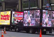 Digital banners on New York ad vans highlight atrocities against minorities in Karachi