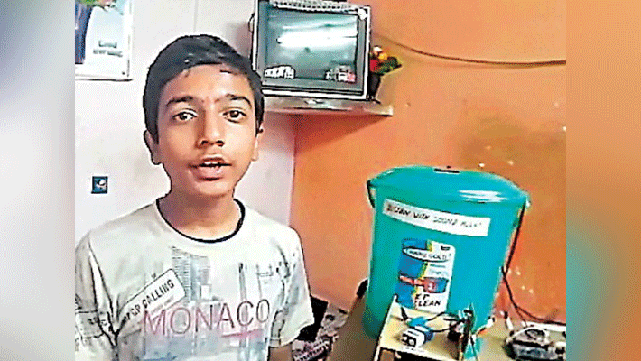 9th class student created a unique smart dustbin in Jalandhar Punjab 9th class student created a unique smart dustbin in Jalandhar Punjab