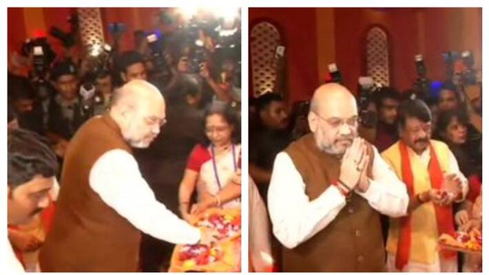 Amit Shah Visits Durga Puja Pandal in kolkata Amit Shah Visits Durga Puja Pandal in kolkata