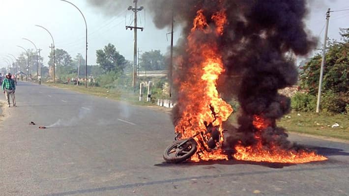unknown persons set fire on forest officer bike in khammam district unknown persons set fire on forest officer bike in khammam district