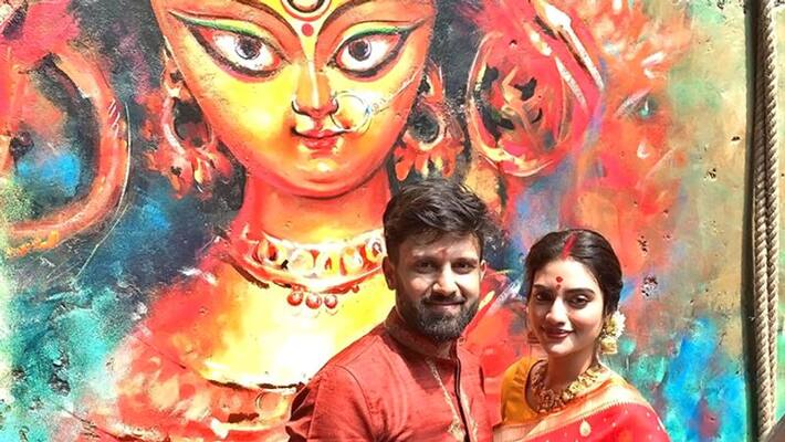 Nusrat Jahan shared her Astami looks on social media Nusrat Jahan shared her Astami looks on social media