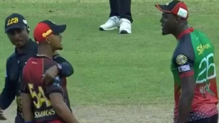 brathwaite and lendl simmons clash on field in caribbean premier league brathwaite and lendl simmons clash on field in caribbean premier league