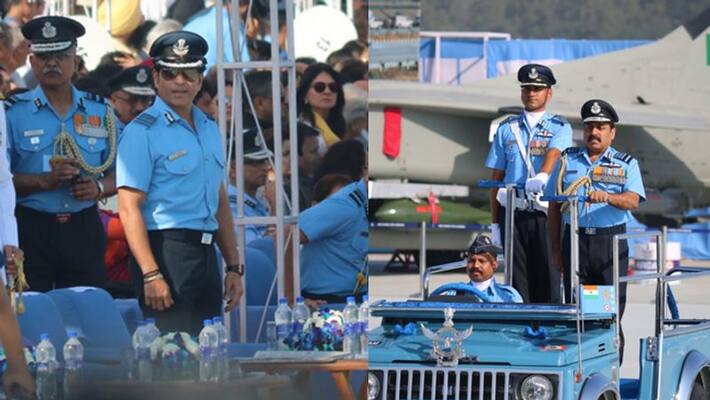 Sachin Tendulkar arrives at Hindon Air Force Station in Ghaziabad on Indian Air Force Day Sachin Tendulkar arrives at Hindon Air Force Station in Ghaziabad on Indian Air Force Day