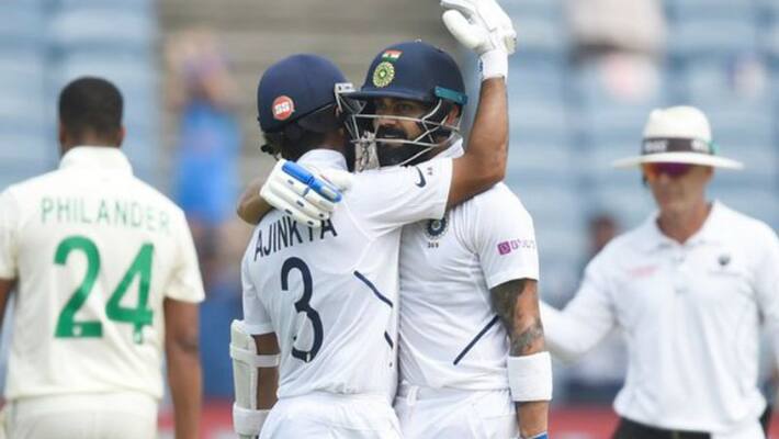 virat kohli hits century and rahane scores half century in second test virat kohli hits century and rahane scores half century in second test