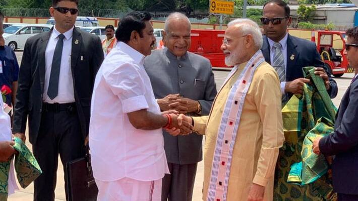 cm palanisamy greets pm modi cm palanisamy greets pm modi
