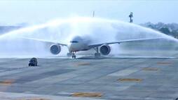Cargo Flight landed first time in Indore,got water salute