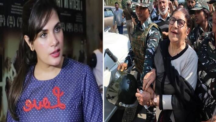 bollywood Actress Richa chadha blast on 80 years old Women arrested in Jammu Kashmir Who was protesting peacefully bollywood Actress Richa chadha blast on 80 years old Women arrested in Jammu Kashmir Who was protesting peacefully