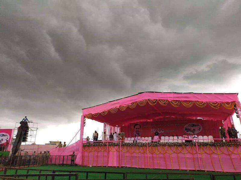 Telangana CM KCR Huzurnagar Public Meeting canceled due to Heavy rains