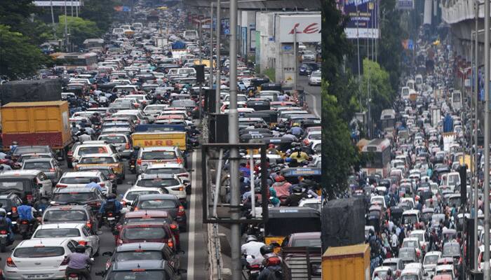 heavy traffic jam at begumpet due to lay siege to Pragathi Bhavan