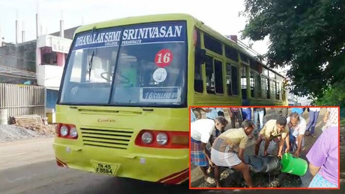 diesel tank from a college bus fell in road diesel tank from a college bus fell in road
