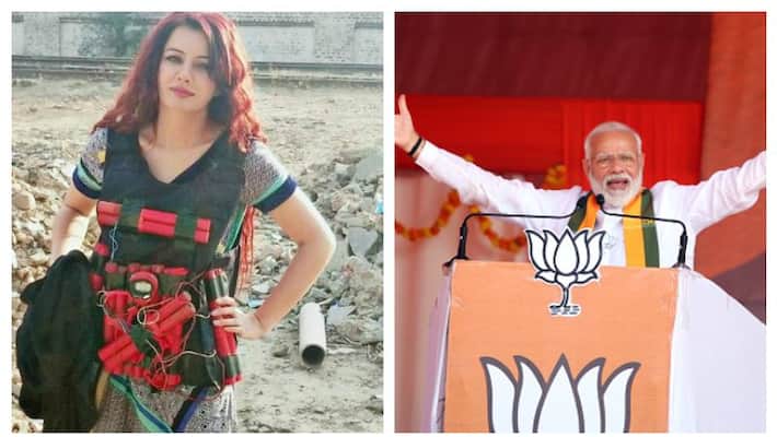 Pakistani singer Rabi Pirzada poses with suicide vest to threat PM Modi Pakistani singer Rabi Pirzada poses with suicide vest to threat PM Modi