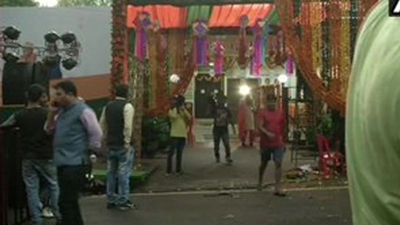 Mumbai BJP state office decorated ahead of counting of votes for maharashtra election