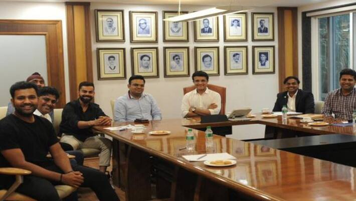 Virat Kohli and Rohit Sharma meet BCCI president Sourav Ganguly Virat Kohli and Rohit Sharma meet BCCI president Sourav Ganguly