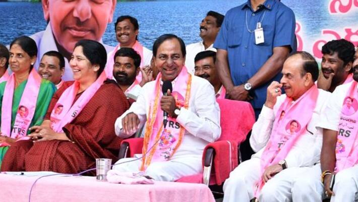 Telangana CM KCR meeting with Mlas over municipal polls in TRS Bhavan Telangana CM KCR meeting with Mlas over municipal polls in TRS Bhavan