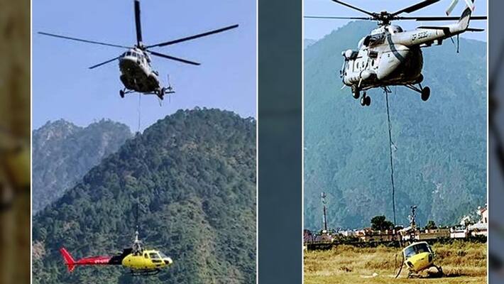 Uttarakhand: Indian Air Force helicopters evacuate crashed civilian chopper from Kedarnath Uttarakhand: Indian Air Force helicopters evacuate crashed civilian chopper from Kedarnath